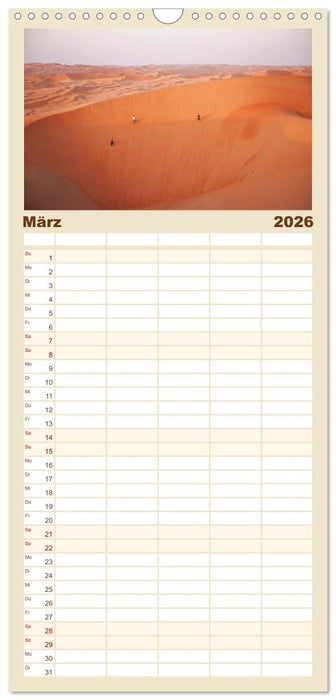 Die Dünen in der Wüste von Abu Dhabi (CALVENDO Familienplaner 2026)