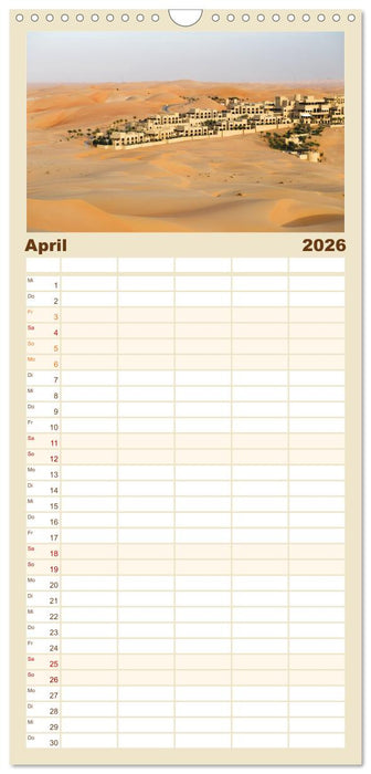 Die Dünen in der Wüste von Abu Dhabi (CALVENDO Familienplaner 2026)