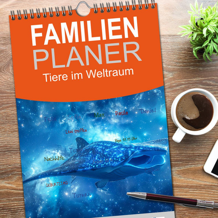 Tiere im Weltraum (CALVENDO Familienplaner 2026)