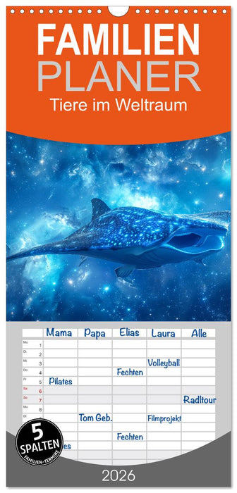 Tiere im Weltraum (CALVENDO Familienplaner 2026)