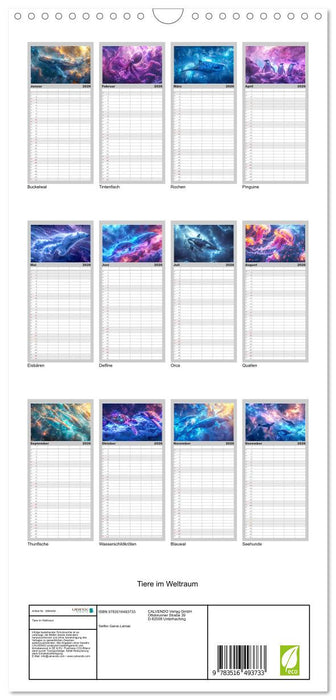 Tiere im Weltraum (CALVENDO Familienplaner 2026)