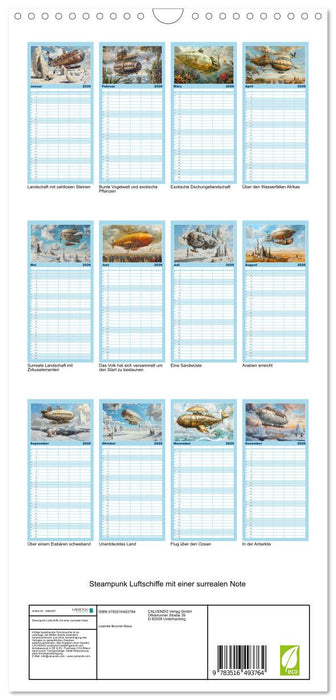 Steampunk Luftschiffe mit einer surrealen Note (CALVENDO Familienplaner 2026)