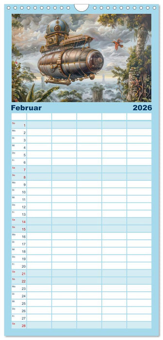 Steampunk Luftschiffe mit einer surrealen Note (CALVENDO Familienplaner 2026)