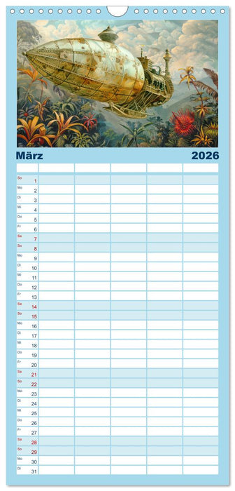 Steampunk Luftschiffe mit einer surrealen Note (CALVENDO Familienplaner 2026)