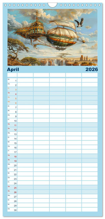 Steampunk Luftschiffe mit einer surrealen Note (CALVENDO Familienplaner 2026)