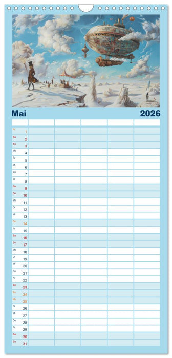 Steampunk Luftschiffe mit einer surrealen Note (CALVENDO Familienplaner 2026)