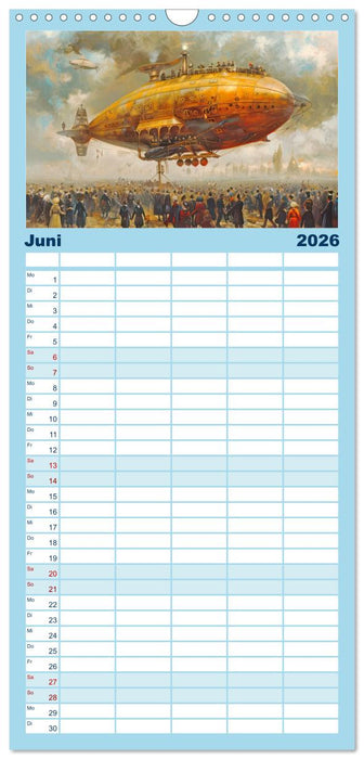 Steampunk Luftschiffe mit einer surrealen Note (CALVENDO Familienplaner 2026)