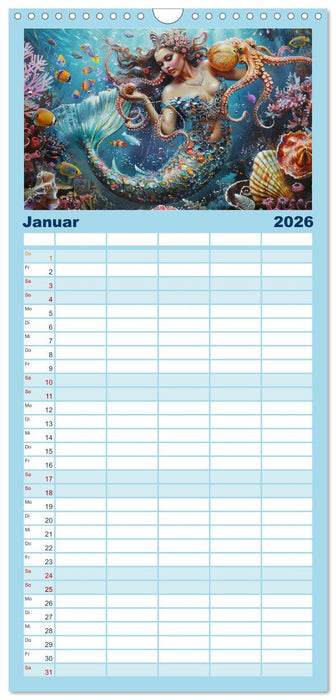 Meerjungfrauen. Zauberhafte Nixen-Paintings (CALVENDO Familienplaner 2026)