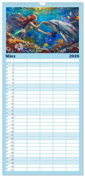 Meerjungfrauen. Zauberhafte Nixen-Paintings (CALVENDO Familienplaner 2026)