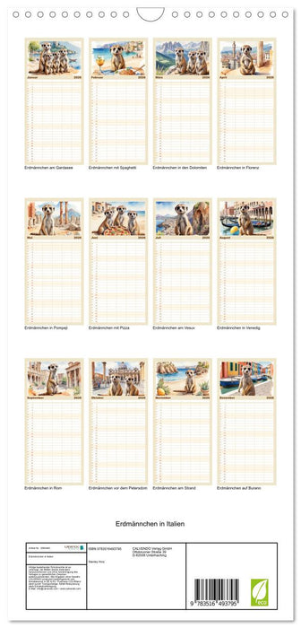 Erdmännchen in Italien (CALVENDO Familienplaner 2026)