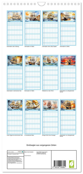 Großsegler aus vergangenen Zeiten (CALVENDO Familienplaner 2026)