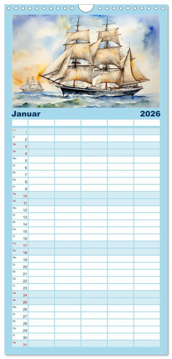 Großsegler aus vergangenen Zeiten (CALVENDO Familienplaner 2026)