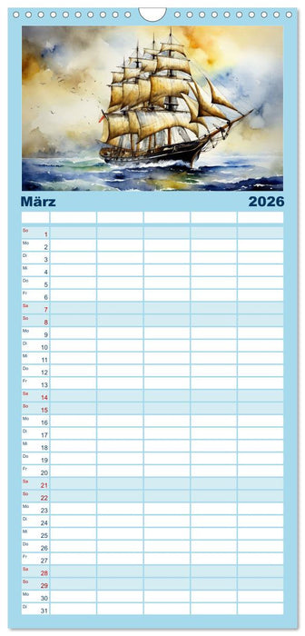 Großsegler aus vergangenen Zeiten (CALVENDO Familienplaner 2026)