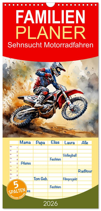 Sehnsucht Motorradfahren (CALVENDO Familienplaner 2026)
