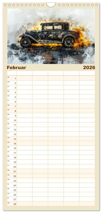 Aquarell Oldtimer (CALVENDO Familienplaner 2026)