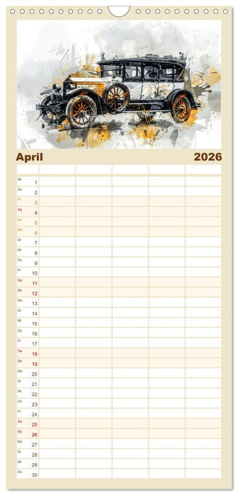 Aquarell Oldtimer (CALVENDO Familienplaner 2026)
