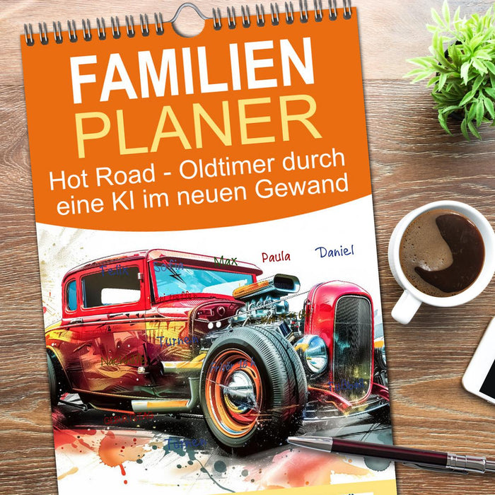 Hot Road - Oldtimer durch eine KI im neuen Gewand (CALVENDO Familienplaner 2026)
