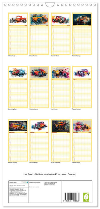 Hot Road - Oldtimer durch eine KI im neuen Gewand (CALVENDO Familienplaner 2026)