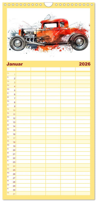 Hot Road - Oldtimer durch eine KI im neuen Gewand (CALVENDO Familienplaner 2026)