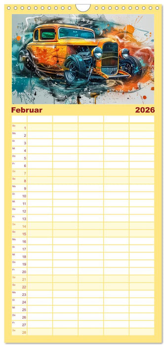 Hot Road - Oldtimer durch eine KI im neuen Gewand (CALVENDO Familienplaner 2026)