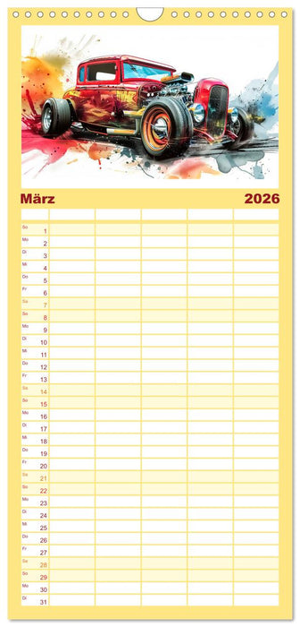Hot Road - Oldtimer durch eine KI im neuen Gewand (CALVENDO Familienplaner 2026)