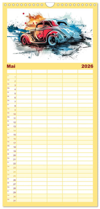 Hot Road - Oldtimer durch eine KI im neuen Gewand (CALVENDO Familienplaner 2026)