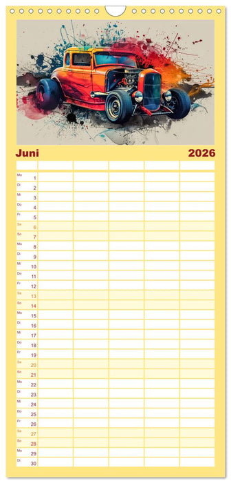 Hot Road - Oldtimer durch eine KI im neuen Gewand (CALVENDO Familienplaner 2026)