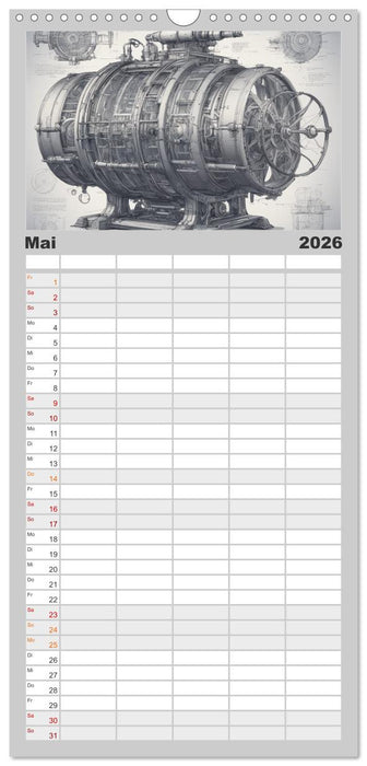 Steampunk - Blaupausen (CALVENDO Familienplaner 2026)