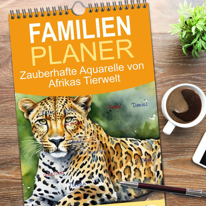 Zauberhafte Aquarelle von Afrikas Tierwelt (CALVENDO Familienplaner 2026)