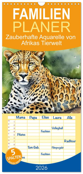 Zauberhafte Aquarelle von Afrikas Tierwelt (CALVENDO Familienplaner 2026)