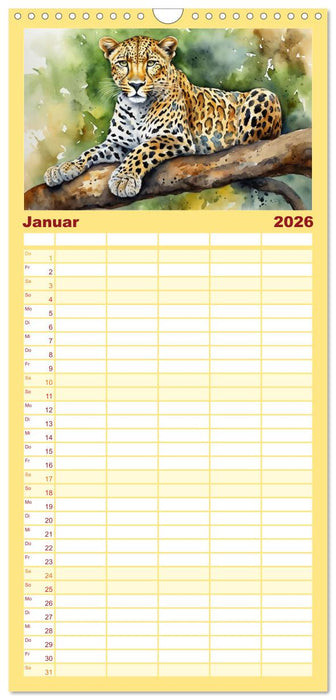 Zauberhafte Aquarelle von Afrikas Tierwelt (CALVENDO Familienplaner 2026)