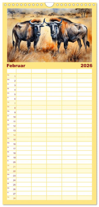 Zauberhafte Aquarelle von Afrikas Tierwelt (CALVENDO Familienplaner 2026)