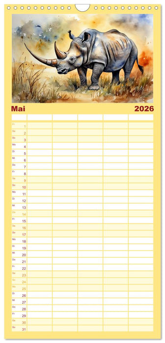 Zauberhafte Aquarelle von Afrikas Tierwelt (CALVENDO Familienplaner 2026)
