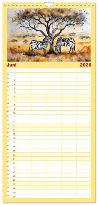 Zauberhafte Aquarelle von Afrikas Tierwelt (CALVENDO Familienplaner 2026)