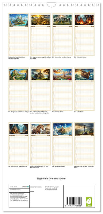 Sagenhafte Orte und Mythen (CALVENDO Familienplaner 2026)