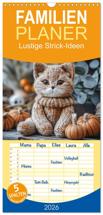 Lustige Strick-Ideen (CALVENDO Familienplaner 2026)