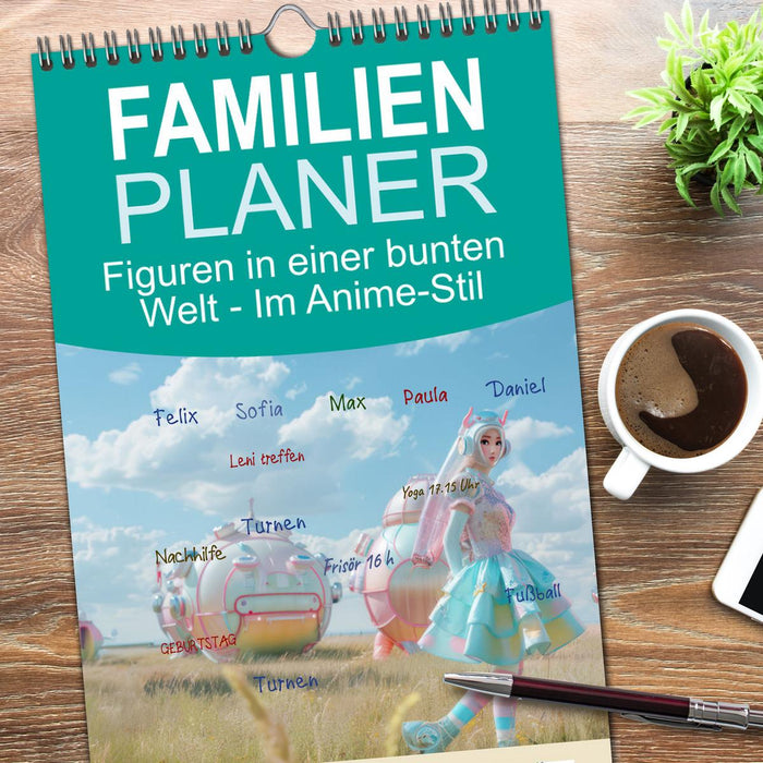 Figuren in einer bunten Welt - Im Anime-Stil (CALVENDO Familienplaner 2026)