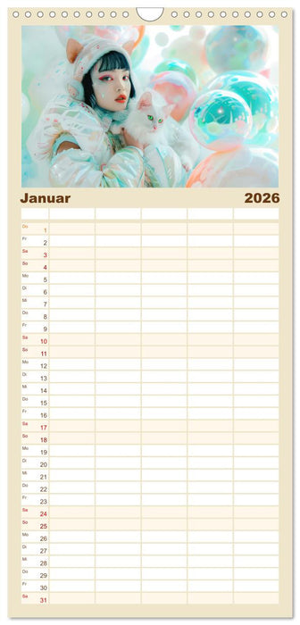 Figuren in einer bunten Welt - Im Anime-Stil (CALVENDO Familienplaner 2026)