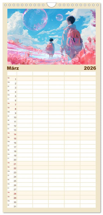 Figuren in einer bunten Welt - Im Anime-Stil (CALVENDO Familienplaner 2026)