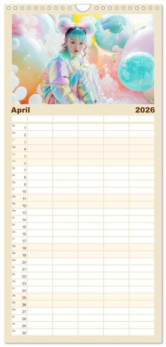 Figuren in einer bunten Welt - Im Anime-Stil (CALVENDO Familienplaner 2026)