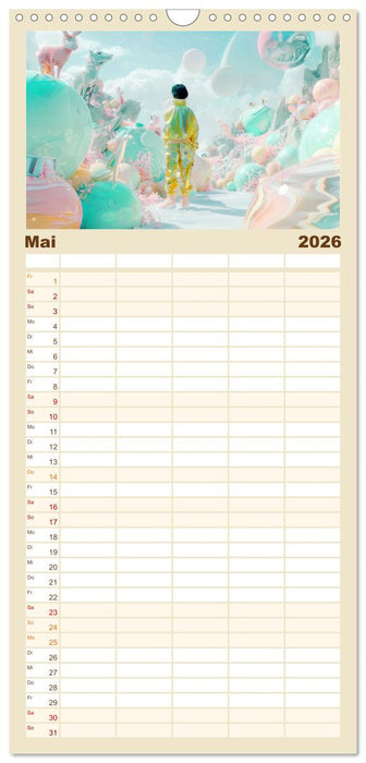 Figuren in einer bunten Welt - Im Anime-Stil (CALVENDO Familienplaner 2026)