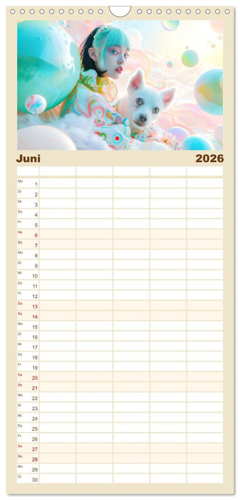 Figuren in einer bunten Welt - Im Anime-Stil (CALVENDO Familienplaner 2026)