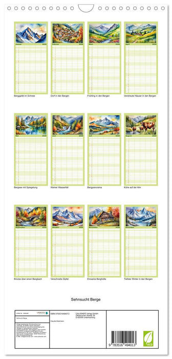 Sehnsucht Berge (CALVENDO Familienplaner 2026)
