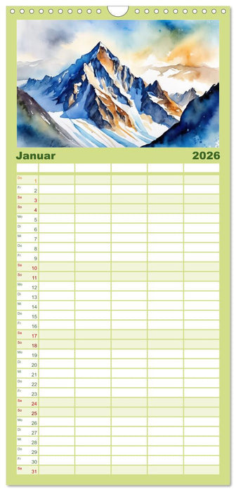 Sehnsucht Berge (CALVENDO Familienplaner 2026)