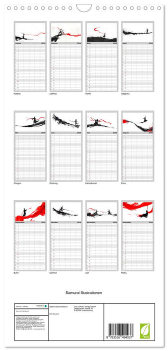 Samurai Illustrationen (CALVENDO Familienplaner 2026)