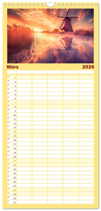 Märchenhaft Windmühlen (CALVENDO Familienplaner 2026)