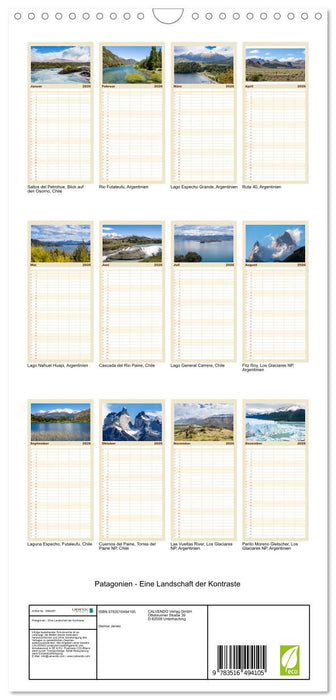 Patagonien - Eine Landschaft der Kontraste (CALVENDO Familienplaner 2026)