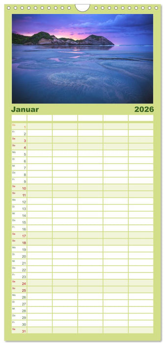 Neuseeland - Traumreise ans Ende der Welt (CALVENDO Familienplaner 2026)