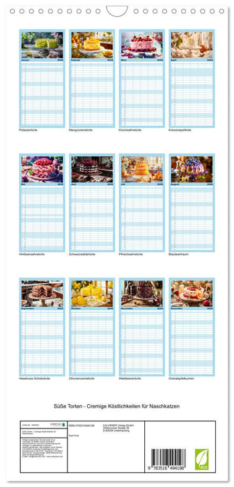 Süße Torten - Cremige Köstlichkeiten für Naschkatzen (CALVENDO Familienplaner 2026)