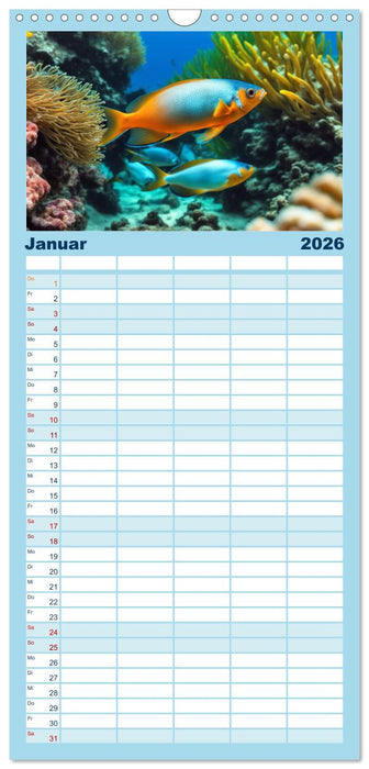 Tief unten im Meer Unterwasser Fantasy (CALVENDO Familienplaner 2026)